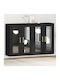 Wall Living Room Display Cabinet made of Particleboard with Glass Black Oak 139x34x90cm