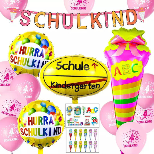 Set 24 Luftballons Folie Rosa Girls