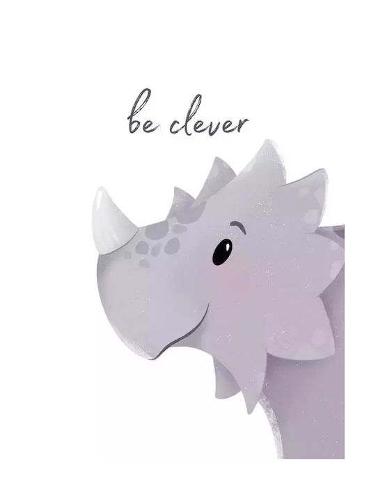 Tablou Copilăresc Cu Dinozaur Be Clever cu Ramă Neagră din Lemn 21x30buc