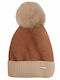 Pom Pom Beanie Beanie Knitted in Beige color
