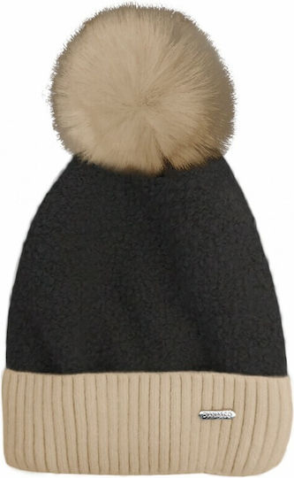 Pom Pom Beanie Frauen Beanie Gestrickt in Schwarz Farbe