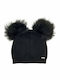 Pom Pom Beanie Γυναικείος Σκούφος Πλεκτός σε Μαύρο χρώμα