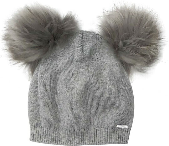 Pom Pom Beanie Frauen Beanie Gestrickt in Gray Farbe