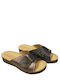 Leather Women's Flat Sandals in Brown Color