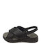 Leather Women's Flat Sandals Anatomic in Black Color