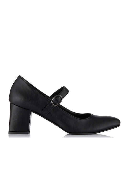 Leather Pointed Toe Black Heels