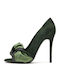 Leather Green Heels High Heel Pumps Women