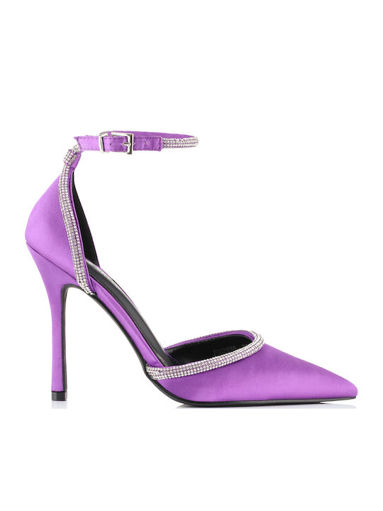 Sweet Shoes Pointed Toe Purple Heels with Strap