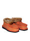 -leather Closed Leather Women's Slippers Orange