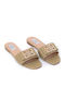 Leather Women's Flat Sandals in Green Color