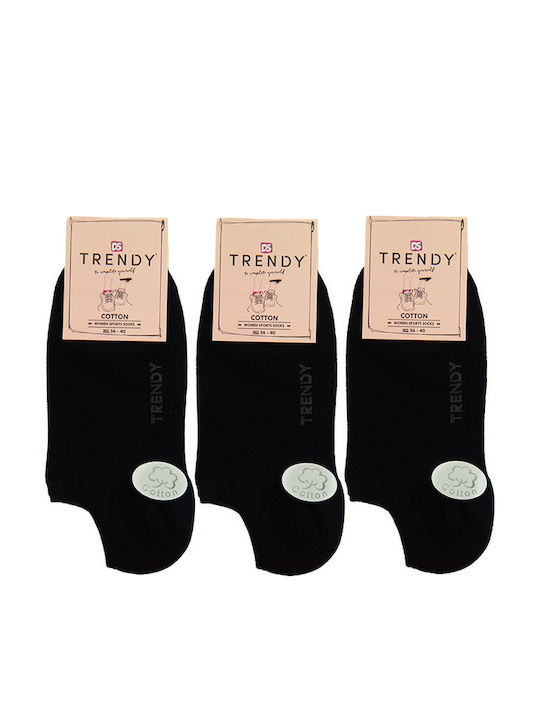 Trendy Women's Solid Color Socks Black 3Pack