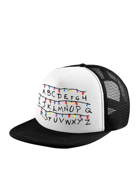 Stranger Things Abc Adult Hat Soft Trucker Mesh Black White Polyester Adult Unisex One Size