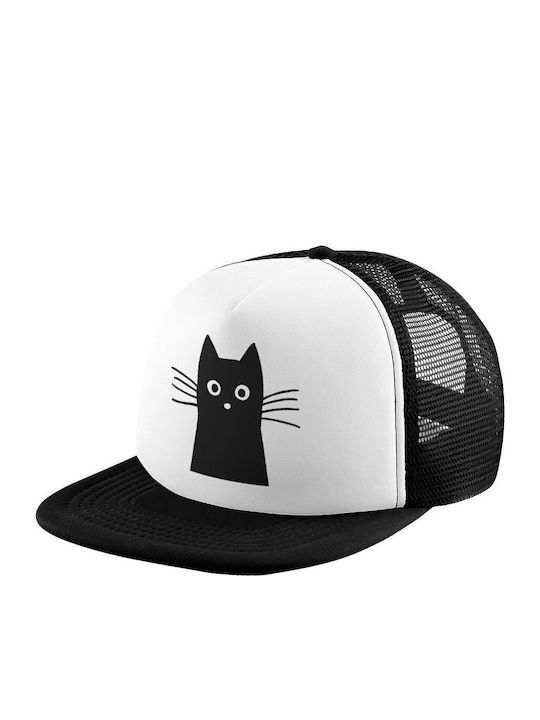 Μαύρη Γάτα Καπέλο Ενηλίκων Soft Trucker Δίχτυ Black White Polyester Ενηλικων Unisex One Size