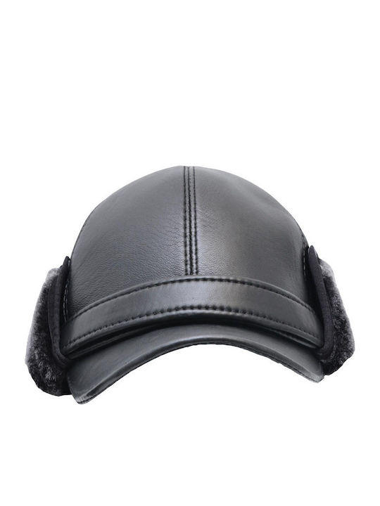 Leather 100 Δερματινο Καπελο Ανδρικο Κωδικος Hat Fur-2 Black