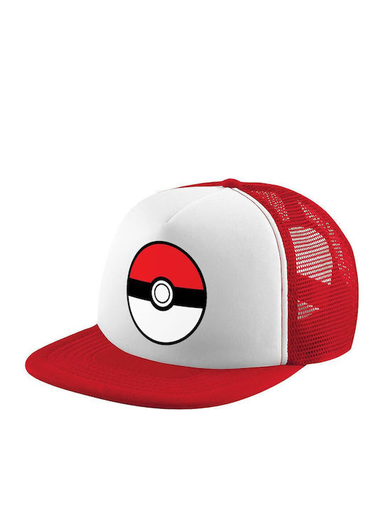 Pokemon Ball Adult Hat Soft Trucker Mesh Red White Polyester Adult Unisex One Size