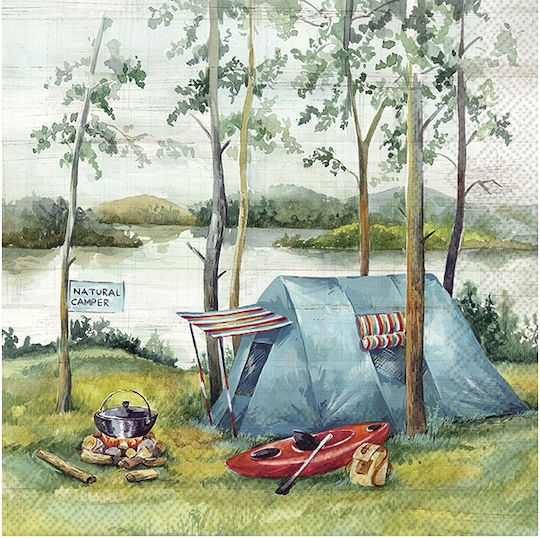 Decoupage Napkin Camping by the River 1 Piece