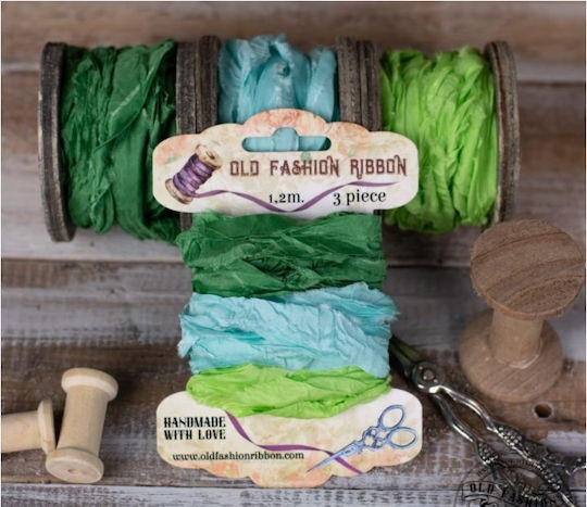 Vintage Grün-blaue Bänder Set aus 3