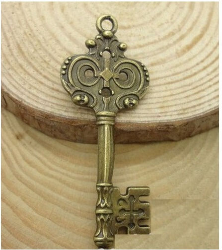 Antique Bronze Metal Keys 51mm 2 Pcs