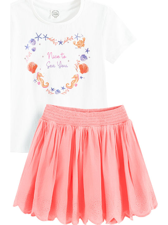 Kids' Set with Skirt Summer 2pcs White