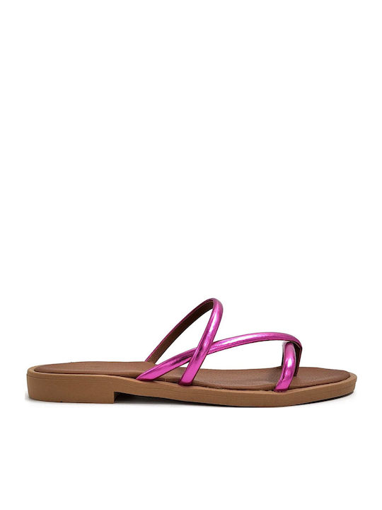 Shoelover Leather Women's Flat Sandals in Fuchs...