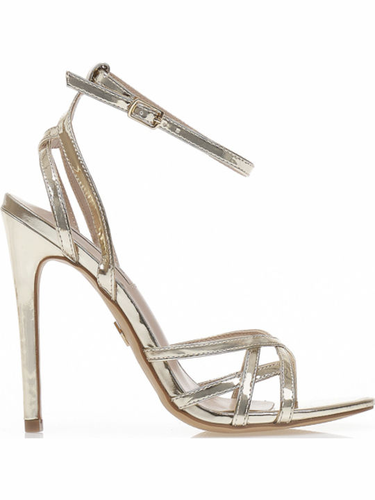Tsoukalas Sandalen aus Lackleder Gold