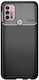 Motorola Moto G30 Stoßfeste Silikon Carbonfaser Design Schwarze Handyhülle