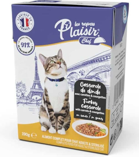 Plaisir Nassfutter für Erwachsene Katzen in Beutel mit Türkei, Gemüse und Meat 190gr