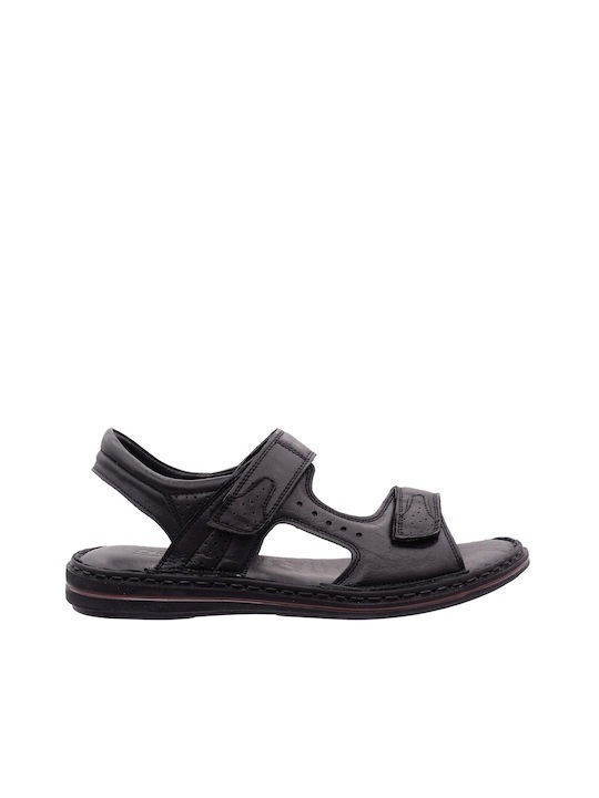 Leder Herrensandalen in Schwarz Farbe