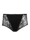 High-waisted Women's Slip with Lace Black