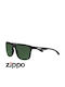 Zippo Men's Sunglasses With Black Horn-Rimmed Frame And Green Lens