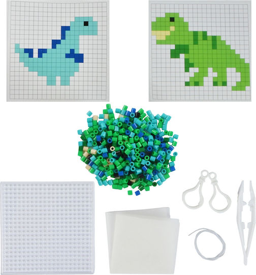 Children's Craft Set Iron-On Beads Dinosaurs Colorem Includes Keychain Ages 5 and Up Wper213