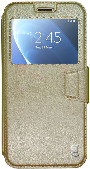 Husă Huawei Y6 2018 Stil Book Închidere Magnetică Fereastră Gekko S-view Auriu