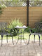 Outdoor Chair Aluminum Black Velvet-Black Metal with Cushion 2pcs 54x51x88cm