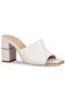 Mules with Chunky High Heel in White Color