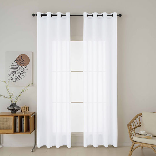 Beauty Home Κουρτίνα με Τρουκς Λευκή 140x270εκ.