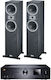 Soundsystem 2 Paket High-End Stereo Verstärker MC 400 mit Standlautsprechern Tempus 55 280W mit CD Player und Bluetooth Schwarz