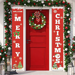 Red Christmas Banner "merry Christmas" Decoration 35x188cm