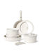Just Perfecto Cookware Set of Cast Aluminum with Non-stick Coating White 10pcs