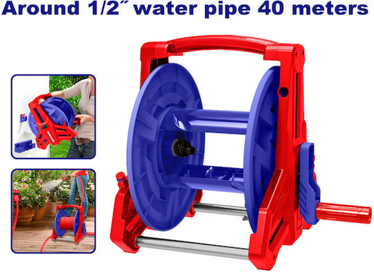 Emtop Wall Mounted Garden Hose Box for Hose up to 40m with Rewind Handle