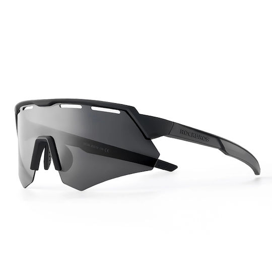 Rockbros Cycling Glasses With Gray Frame And Polarized Transparent Lenses