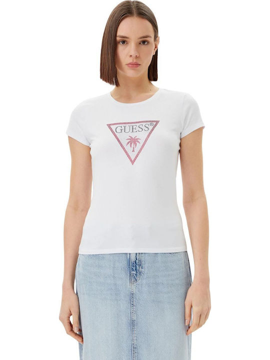 Guess Women's Cotton Short Sleeve Top Pure White