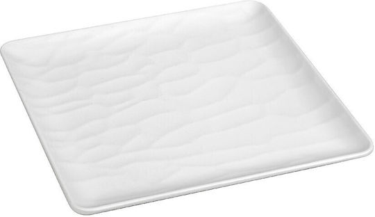 Espiel Wavy Matte Plate Shallow Square made of Melamine White 22x22cm 6pcs