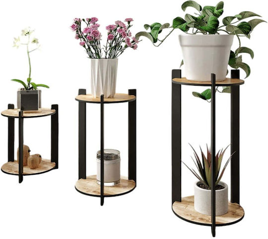 Hanah Home Plant Stands Wooden Beige 23cmx23cmx30cmcm. 3pcs
