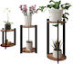 Hanah Home Ανθοστήλες Ξύλινες Καφέ 23x23x30εκ. 3τμχ