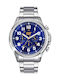 Operator Men's Watch Chronograph Battery with Silver Metal Bracelet