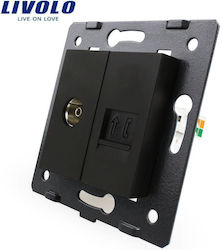 Livolo Double Tv + Telephone Socket Black