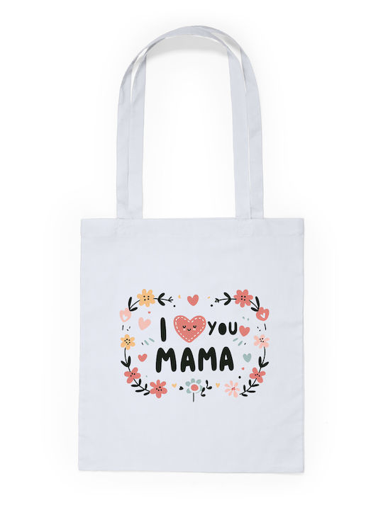 Τσάντα Πάνινη Λευκό Μακριά Χερούλια 100% Cotton 140gsm I Love Yoy Mama Dp2358