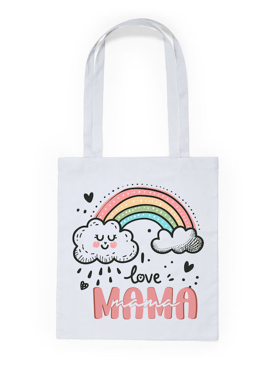 Canvas Bag White Long Handles 100% Cotton 140gsm I Love Mama Dp2359