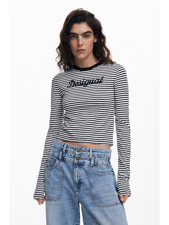 Damen Bluse Langärmelig Gestreift Blau