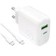 Puro Charger with USB-A Port and USB-C Port and Cable USB-C - USB-C 45W Power Delivery Whites (Prolite)